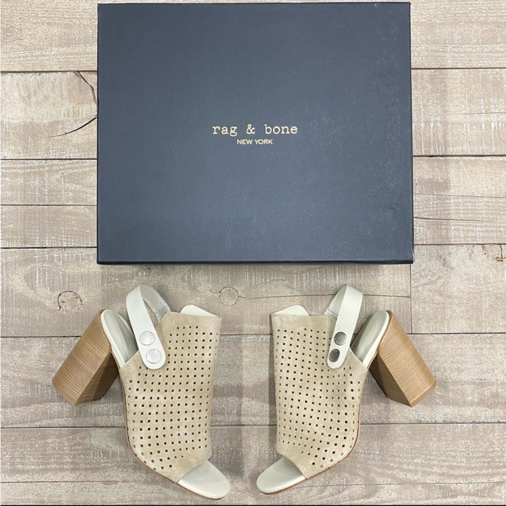 Rag & Bone Rag & Bone Leigh Sandal In Stucco Perforated Suede size 6 $495 - Picture 3 of 4